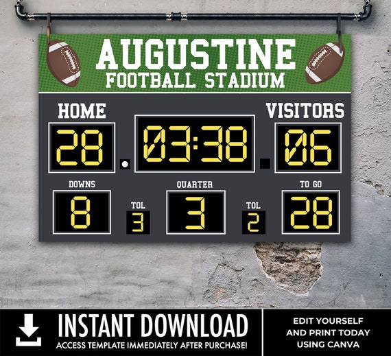 Football Scoreboard 48"x36" Party Sign/Poster, Scoreboard Party Sign | Edit with CORJL–INSTANT DOWNLOAD Printable