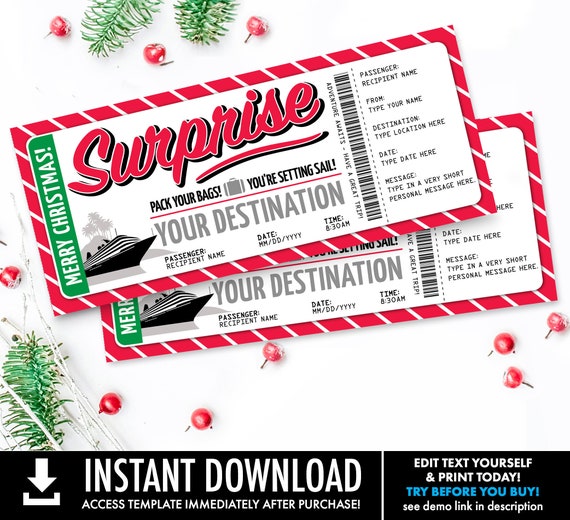 Christmas Cruise Trip Ticket Surprise Gift Voucher (Download Now