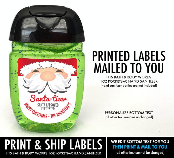 Personalized Labels | Christmas Santa-tizer Hand Sanitizer Label - Breakfast with Santa, Christmas Party, Party Favor | Print & Ship Labels Il_570xn
