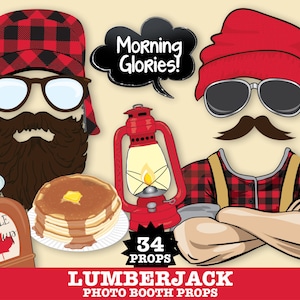 Lumberjack Photo Booth Props - Lumberjack Birthday Party, Lumberjack & Jill Wedding- Instant Download PDF 34 DIY Printable Props