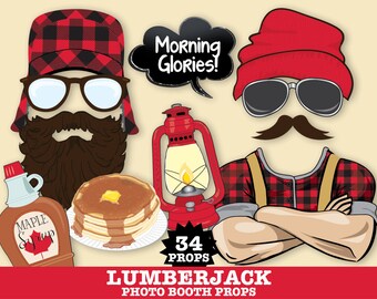 Lumberjack Photo Booth Props - Lumberjack Birthday Party, Lumberjack & Jill Wedding- Instant Download PDF 34 DIY Printable Props