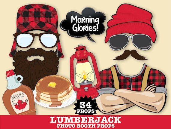 Lumberjack Photo Booth Props - Lumberjack Birthday Party, Lumberjack & Jill Wedding- Instant Download PDF 34 DIY Printable Props