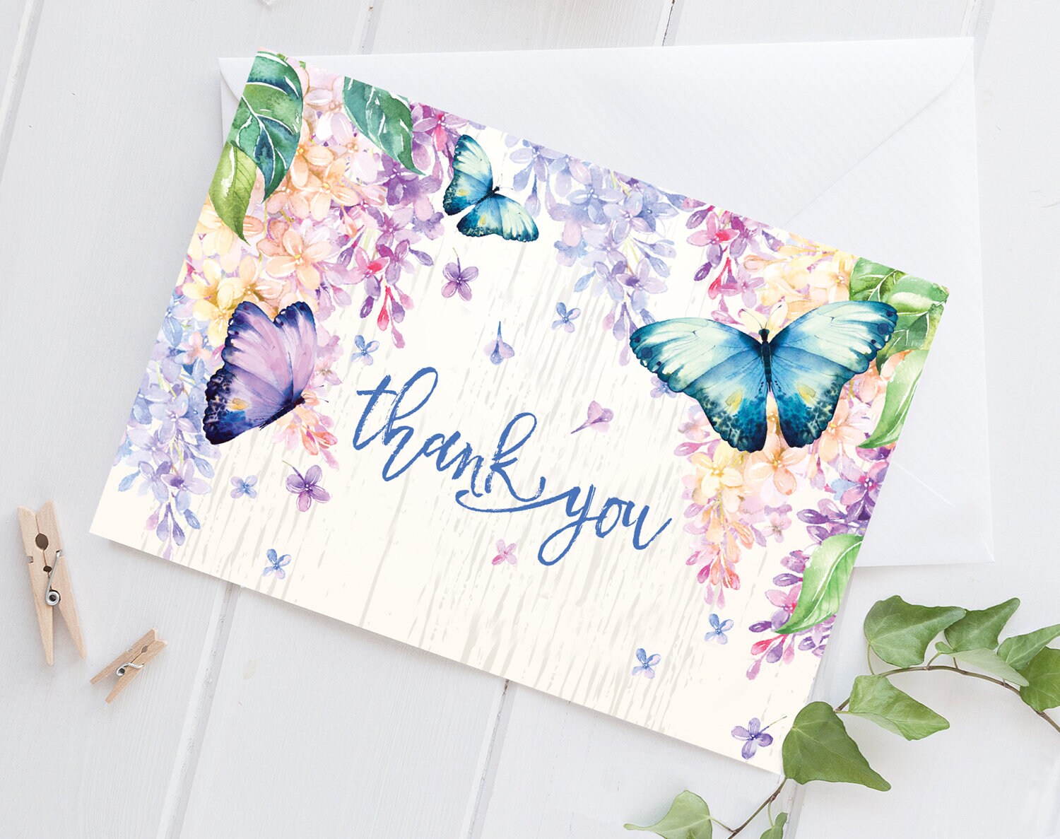 Butterfly Thank You Card Lilacthank You Wedding Baby or | Etsy