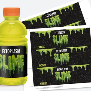 Slime Ectoplasma Party Bottle Wrappers Slime,Sports Drink, ghost-busters inspired Label Edit with CANVA INSTANT Download Printable image 3