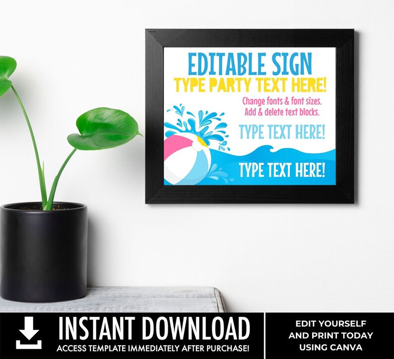 Pool Party Sign - 10x8 Sign Summer Party, Beach Party, Personalized ...