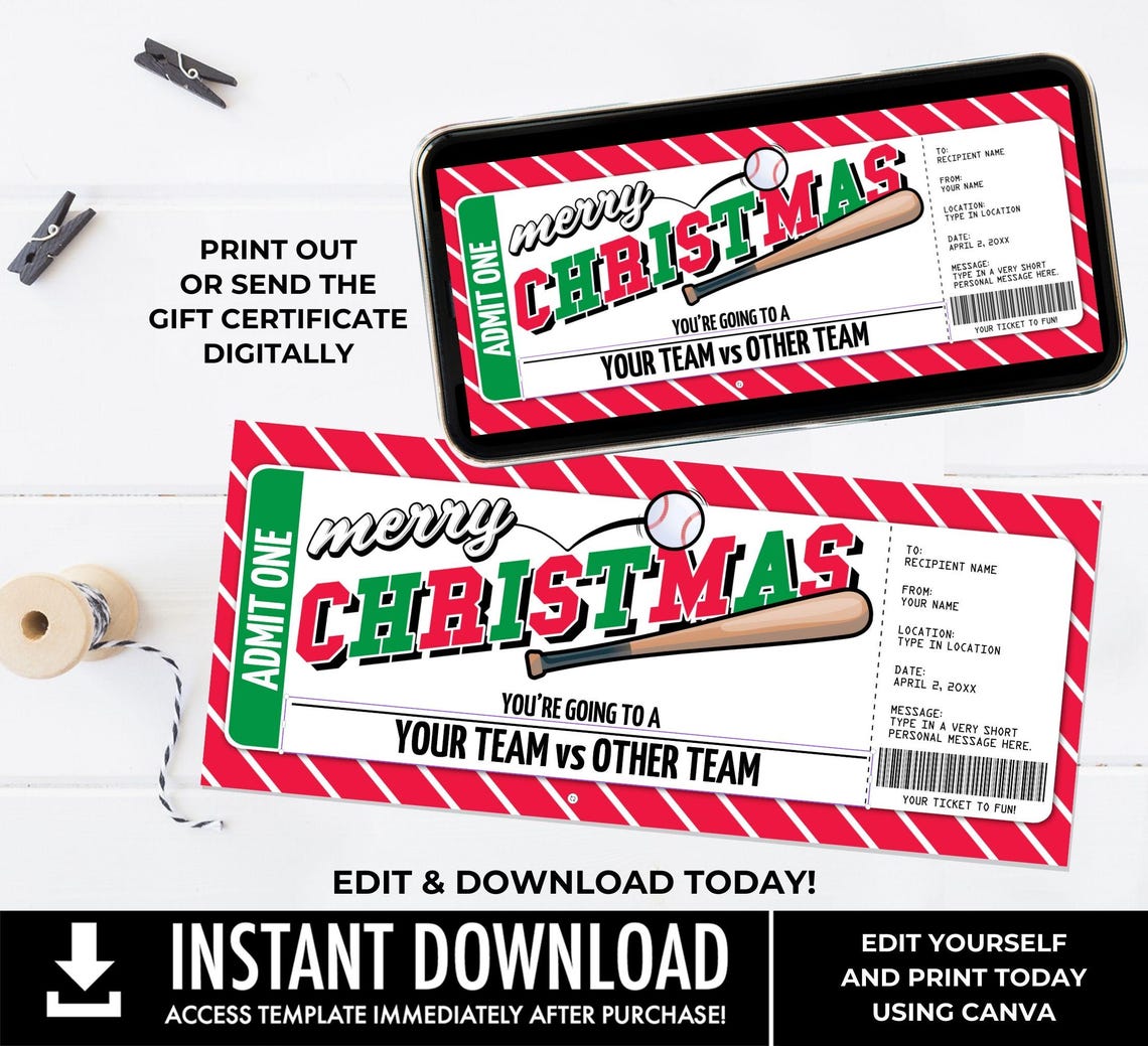 Baseball Ticket Voucher Christmas Gift,surprise Game Ticket, Last ...
