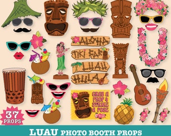 Hawaiian Photo Booth Props Printable Props Luau Photo - Etsy