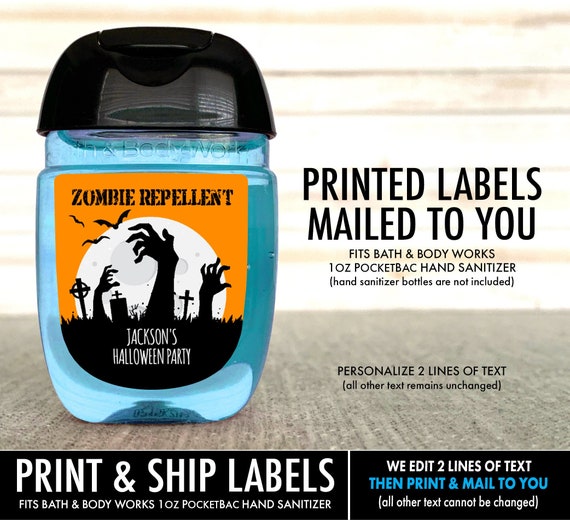 Personalized Labels | Halloween Hand Sanitizer Label - Zombie Repellent, Walking Dead, Zombie Party | Print & Ship Labels Il_570xn