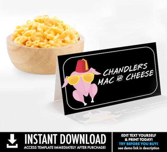 Friends Food Label - Friendsgiving, Friends TV Show, Table Tents,Place Cards,Buffet Cards| Self-Edit with CORJL - INSTANT Download Printable Il_570xn
