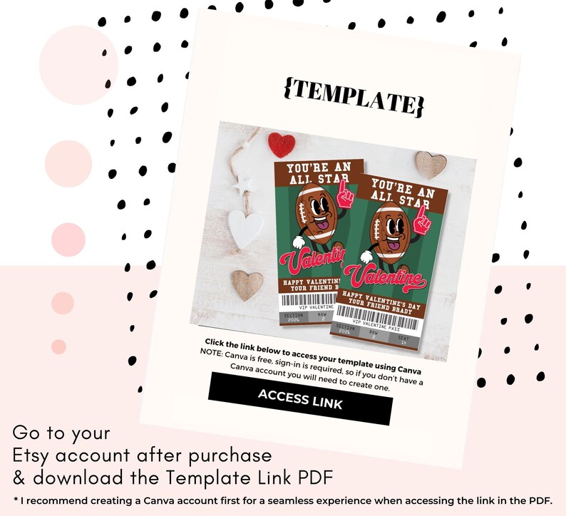 Football Valentine, Retro Football Kids Class Valentine, School Valentine | Edit with CANVA - INSTANT Download Printable image 5