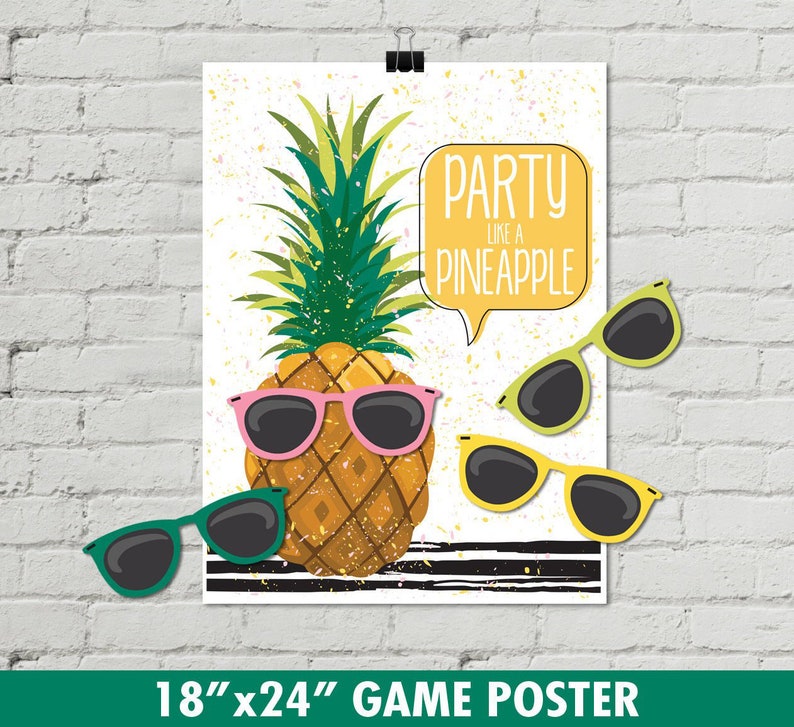 Pineapple Party - 18"x24" Pin the Sunglasses Game - Party Like a Pineapple, Birthday Party | INSTANT Download Printable Game using CORJL image 3