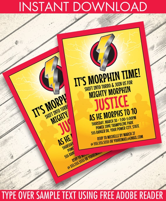 Power Ranger Party Invitation - Morphin Time Birthday, Ranger Party, Boys Birthday | Self-Edit Text Instant Download Printable Template Il_570xn