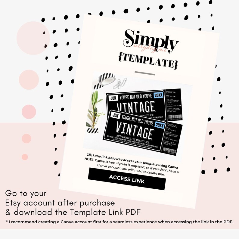 Birthday Gift Certificate, You're Not Old You're Vintage License Plate