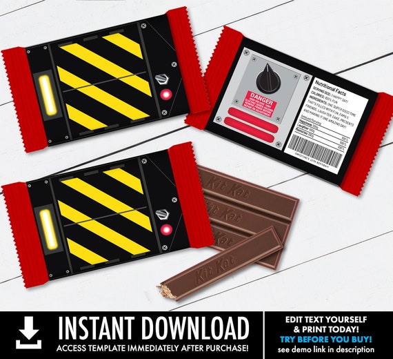 Ghost-Trap Containment Wafer Chocolate Candy Bar Label, ghost-movie inspired Halloween Party | Edit using CORJ–INSTANT Download