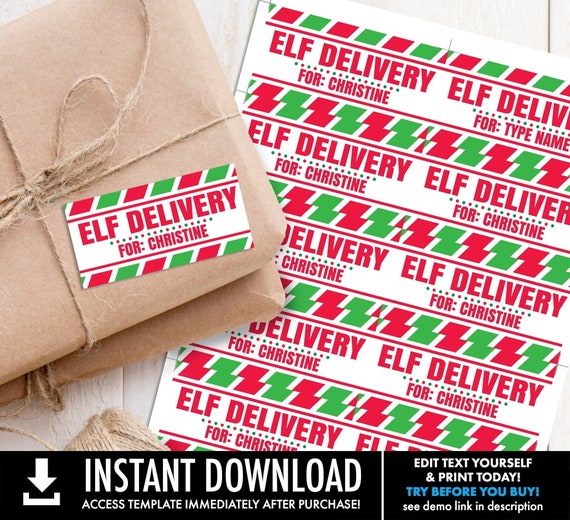 Elf Labels, Christmas Delivery Elf Delivery Stickers Shipping Label