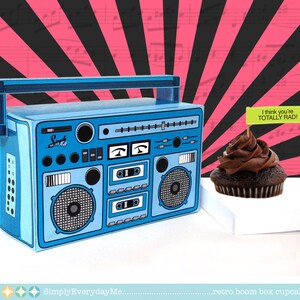 Boom Box Favor Box Cupcake Box, 40th Birthday, 30th Birthday, 80's Party, 90's Party Access Template Using CORJL INSTANT DOWNLOAD image 4