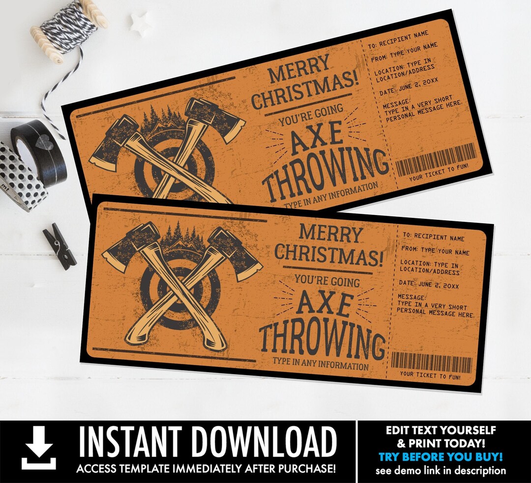 Axe Throwing Birthday Gift, Christmas Gift Certificate, Lumberjack
