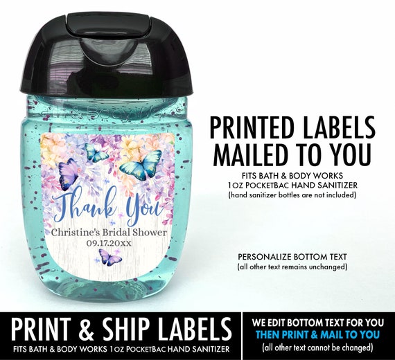 Personalized Labels | Butterfly Hand Sanitizer Label - Bridal Shower, Shower Favor | Print & Ship Labels Il_570xn