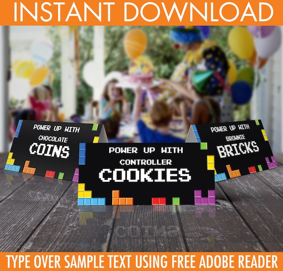 Retro Video Game Food Labels - Video Game Party, Video Game Birthday| Editable Text - INSTANT Download Printable PDF Il_570xn