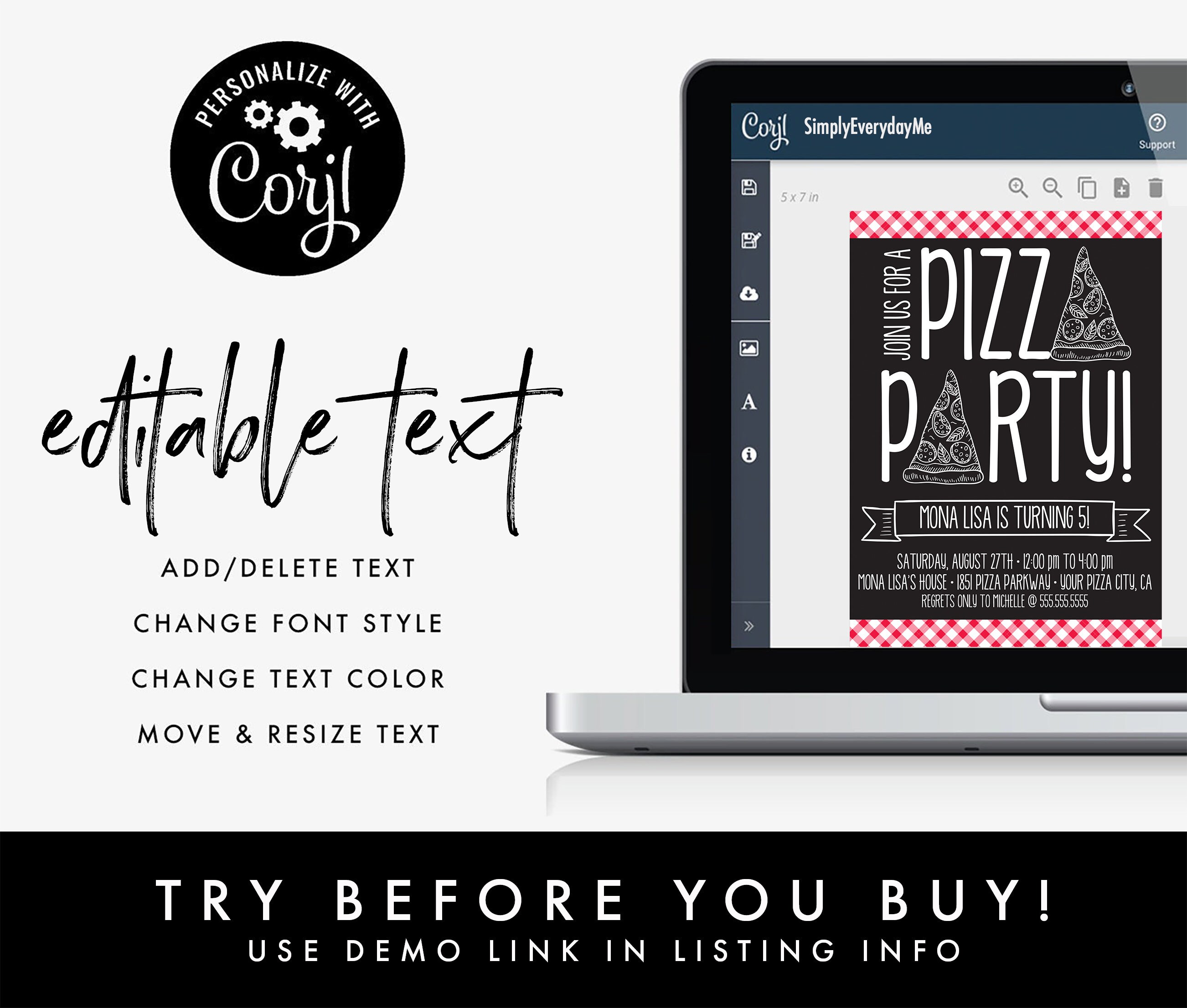 Pizza Party Invitation Pizza Birthday Party Pizza Party | Etsy