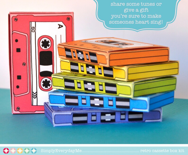 Cassette Tape Box 7 EDITABLE boxes gift card holder party Etsy