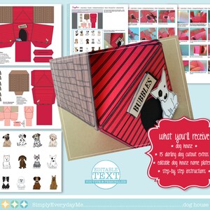 Dog House Box Party Favor Box, Gift Box or Gift Card Holder Instant Download Printable PDF Kit image 4