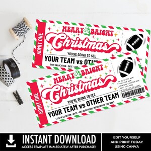 Weihnachten Geschenkgutschein,Fußball Gutschein,Merry & Bright | Selber bearbeiten mit CANVA-INSTANT DOWNLOAD Printable