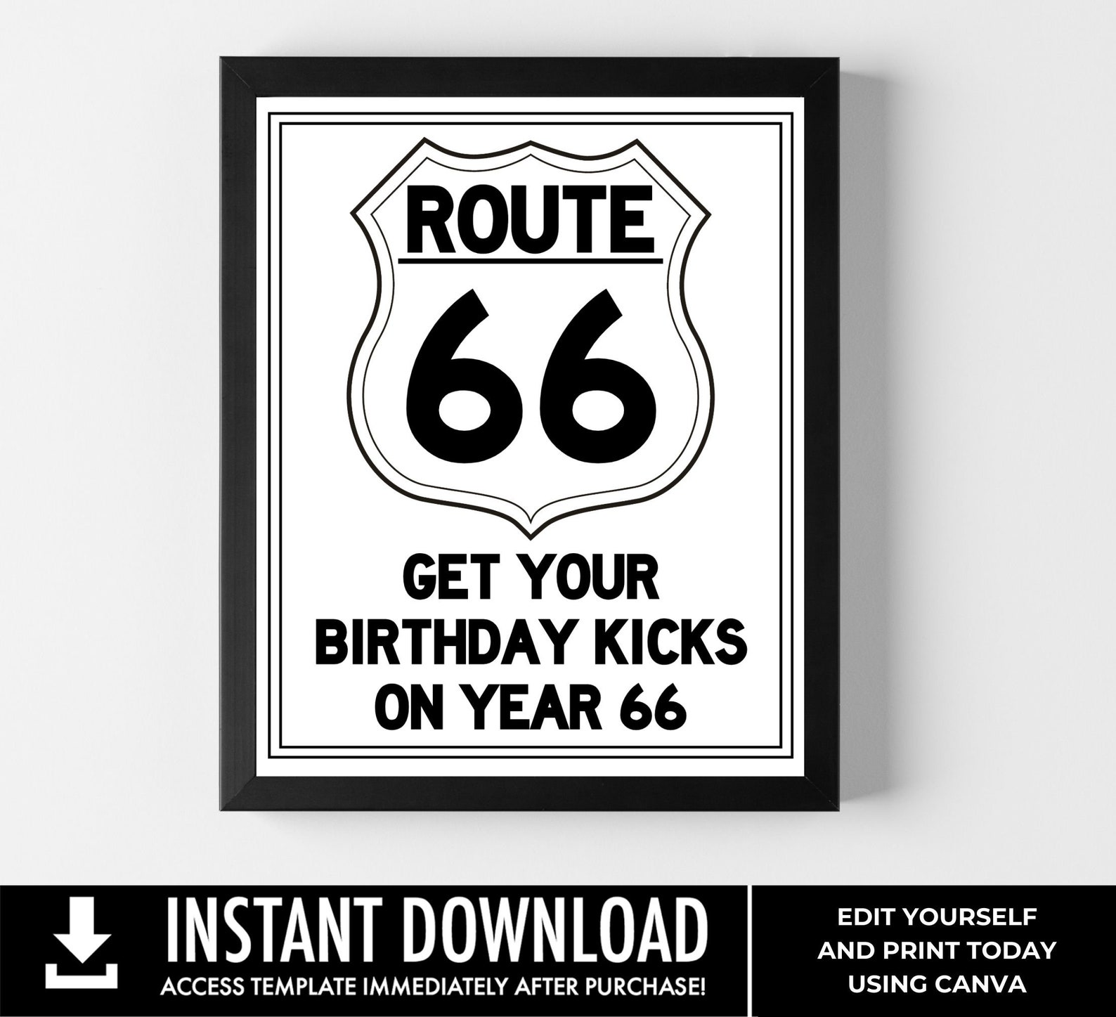 Route 66 Birthday Party 8x10 Sign, Editable Birthday Sign, Small Party ...