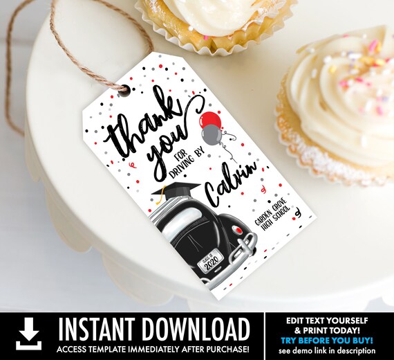 Drive By Graduation Favor Tag - Drive By Tag, Quarantine, Social Distancing | Self-Edit with CORJL - INSTANT DOWNLOAD Printable Template Il_570xn