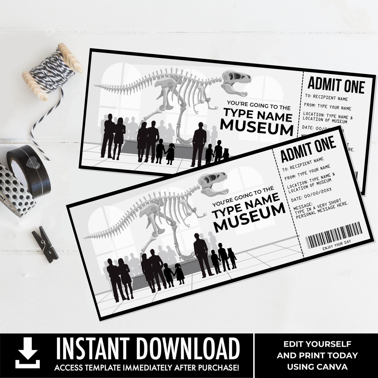 Museum Gift Certificate, Museum Dinosaur Surprise Gift Voucher ...