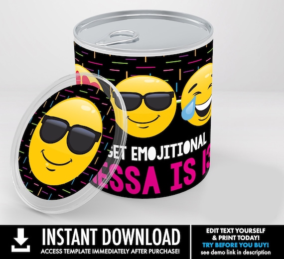 Emoji Party Mini Potato Chip Tube Label - Emoji Mini Wrapper,Emoji Birthday,Emoji Party | Self-Edit with CORJL - INSTANT Download Printable