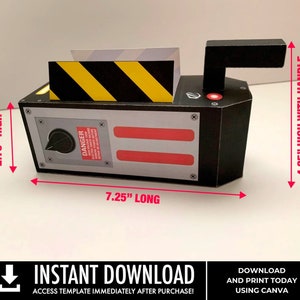 Ghost Trap Containment Box Party Favor Box, inspired by ghost movie, Birthday CANVA Instant Download DIY Printable PDF Kit image 2
