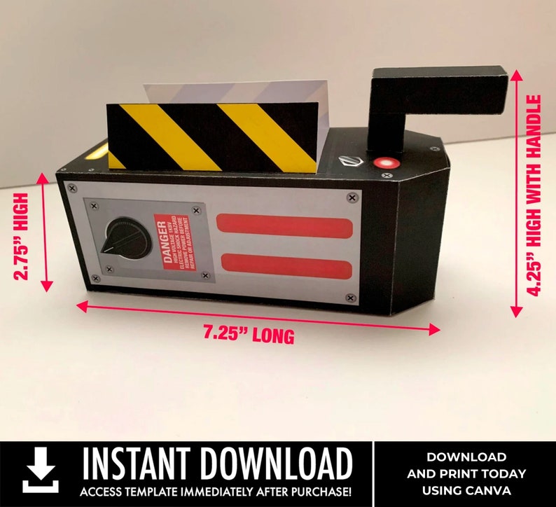 Ghost Trap Containment Box Party Favor Box, inspired by ghost movie, Birthday CANVA Instant Download DIY Printable PDF Kit image 2