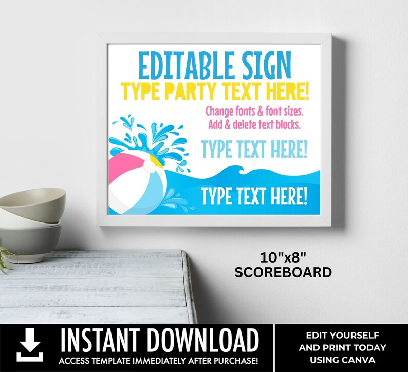Pool Party Sign - 10x8 Sign Summer Party, Beach Party, Personalized ...