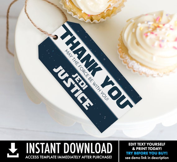 Star Wars Party Favor Tags - Thank You Tags, Birthday Party Favors,Star Wars Birthday | Self-Editing with CORJL - INSTANT DOWNLOAD Printable Il_570xn