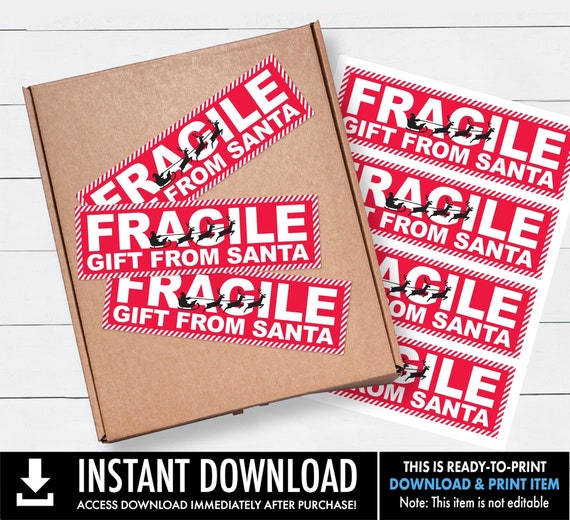 Santa Mail Labels, Fragile Gift From Santa Label/Sticker, Christmas Shipping Label Stickers | Ready-To-Print INSTANT Download PDF Printable