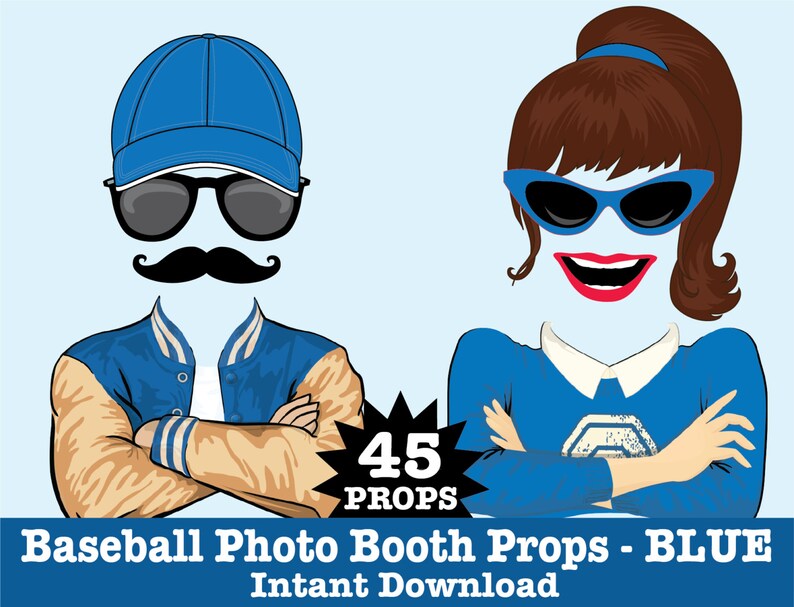 Baseball Photo Booth Props, Retro Baseball Party, Baseball Birthday, Vintage Baseball Party Instant Download PDF 45 DIY Printable Props image 2