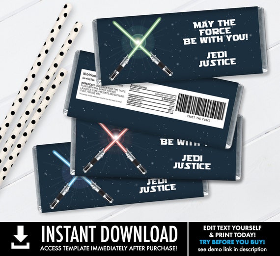 Star Wars Candy Bar Wrappers - 3 color versions, Star Wars Birthday ...