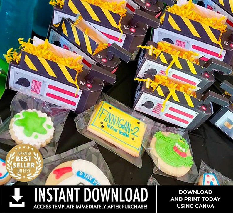 Ghost Trap Containment Box Party Favor Box, inspired by ghost movie, Birthday CANVA Instant Download DIY Printable PDF Kit image 7