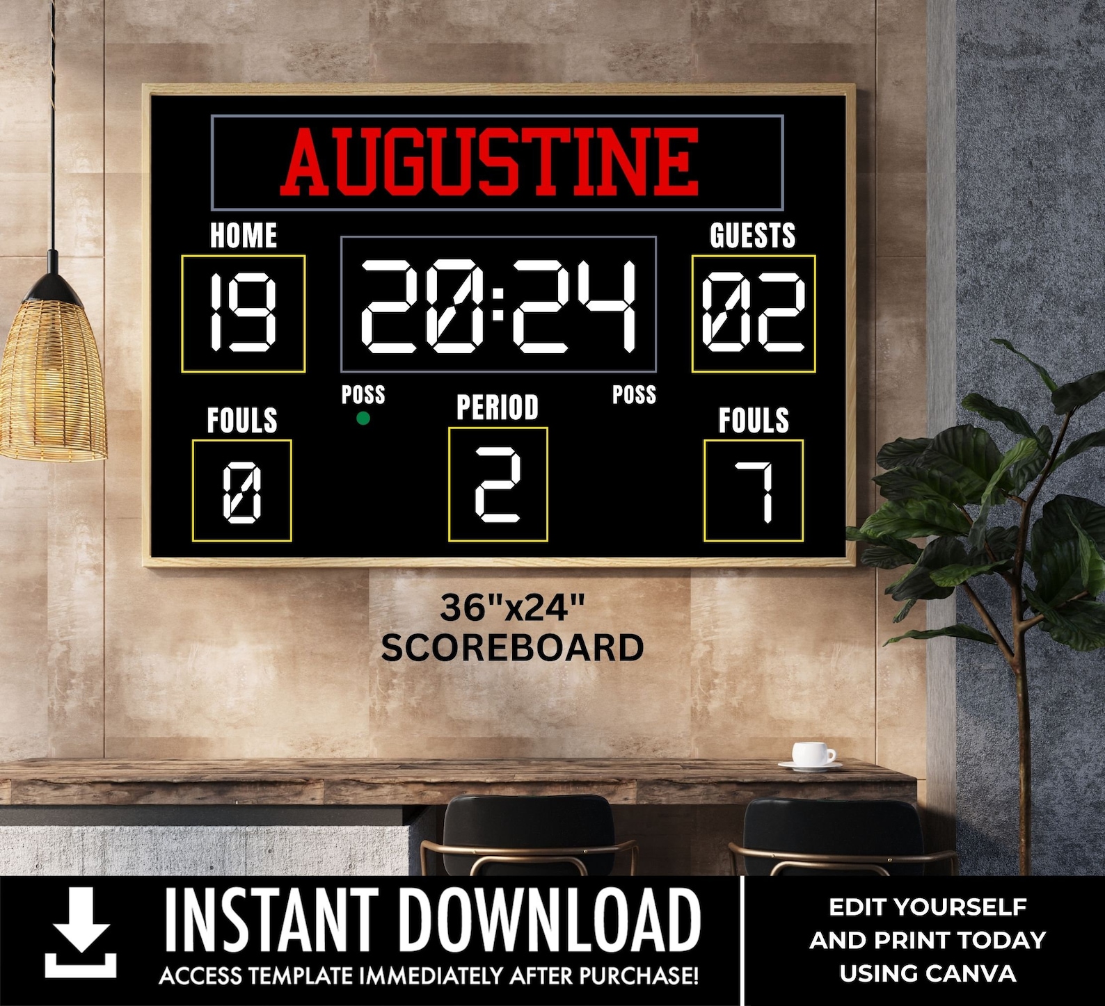 Black Basketball Scoreboard Printable 36