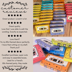 Cassette Tape Box 7 EDITABLE boxes, gift card holder, party favor boxes Personalize Text using CANVAInstant Download Printable Template image 3