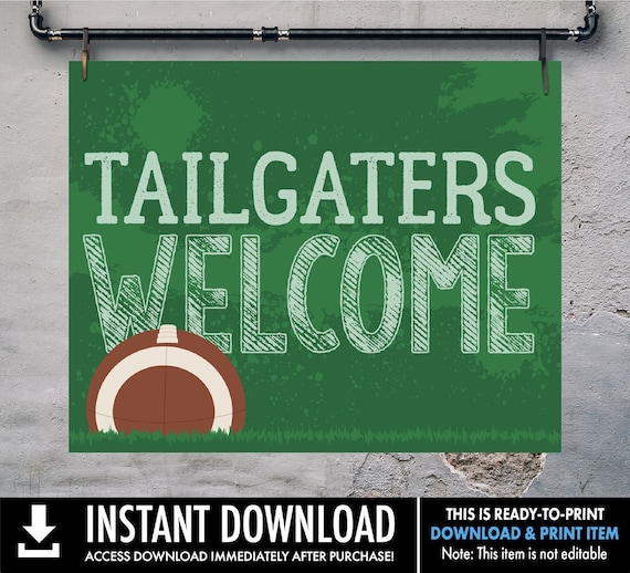 Football - Tailgaters Welcome 20"x16" Sign/Poster - Football Party, Bowl Party, Football Decor | Pre-Typed INSTANT Download PDF Printable