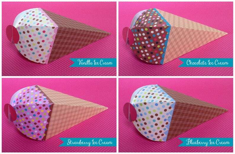 Ice Cream Cone Box use as a gift box or favor box INSTANT Etsy
