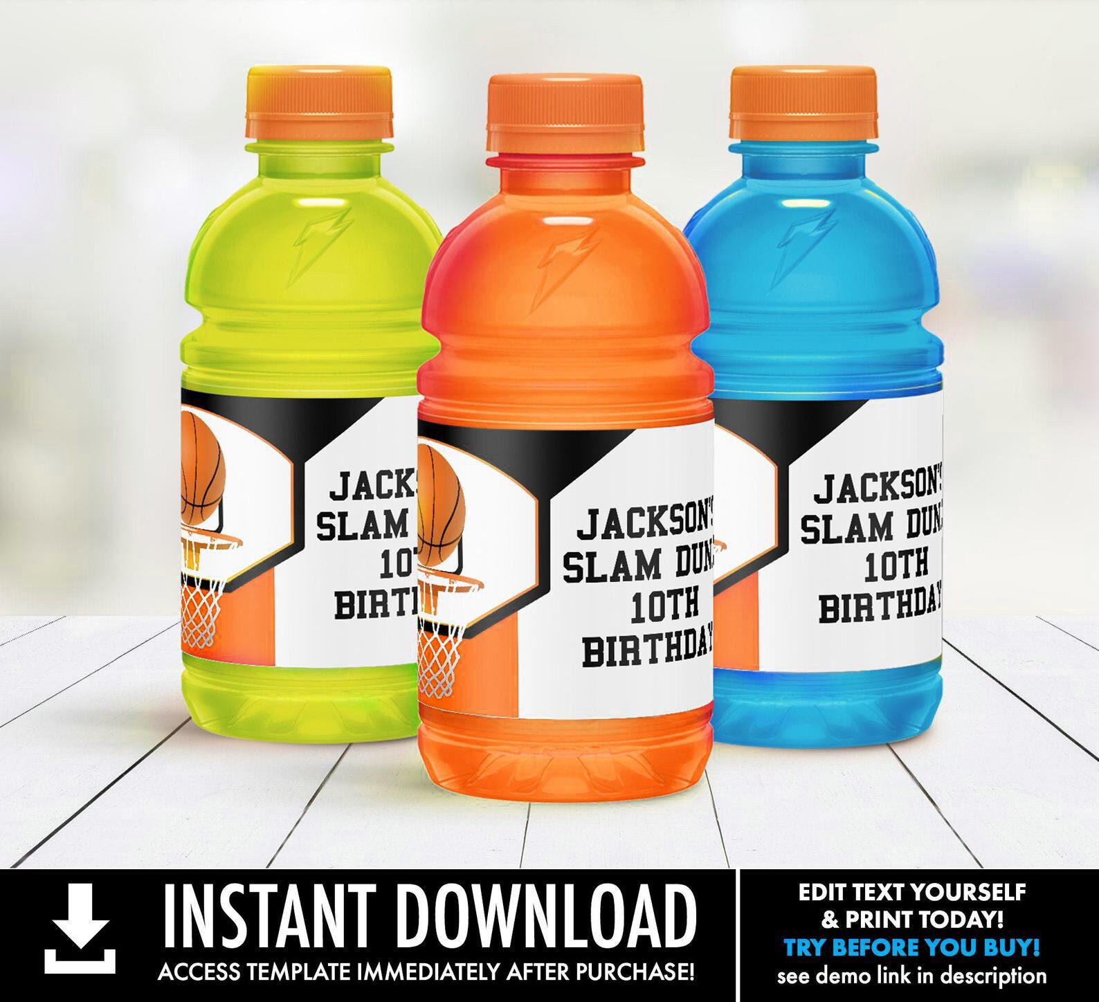 Basketball 12oz Gatorade Wrap/label Drink Labelbasketball Etsy Canada