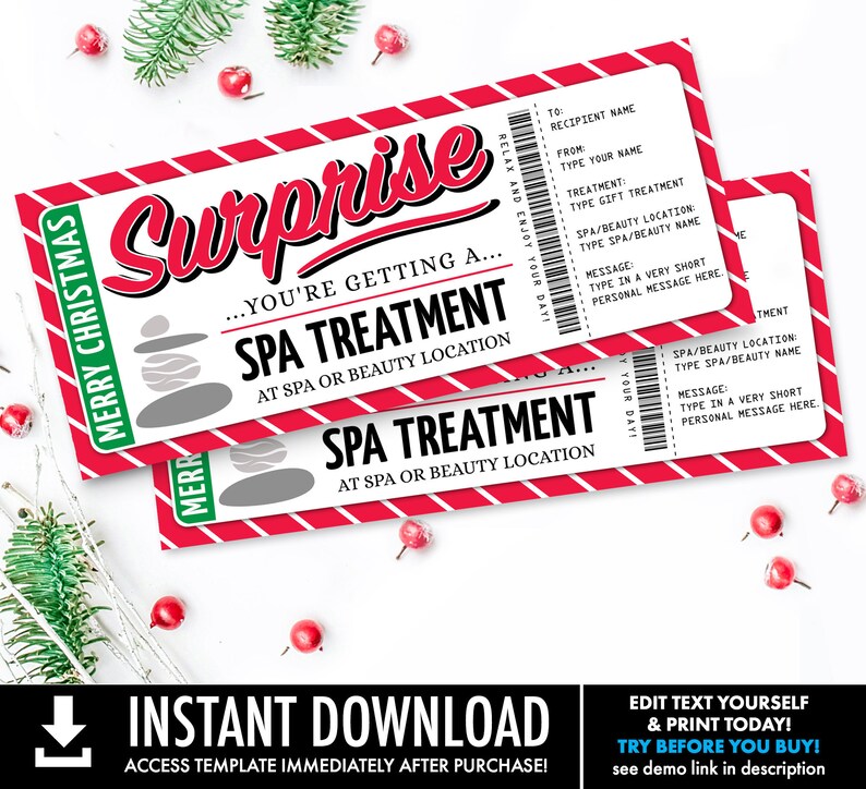 Christmas Spa Treatment Surprise Gift Voucher Spa Day Spa image 1