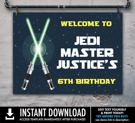 Lightsaber Inspired Welcome 16x20 Sign/Poster Printable - Lightsaber Party Sign | You Personalize using CORJL - INSTANT DOWNLOAD Printable