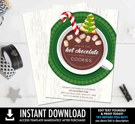Hot Chocolate & Cookies Invitation,Hot Chocolate Bar Party, Hot Cocoa ...