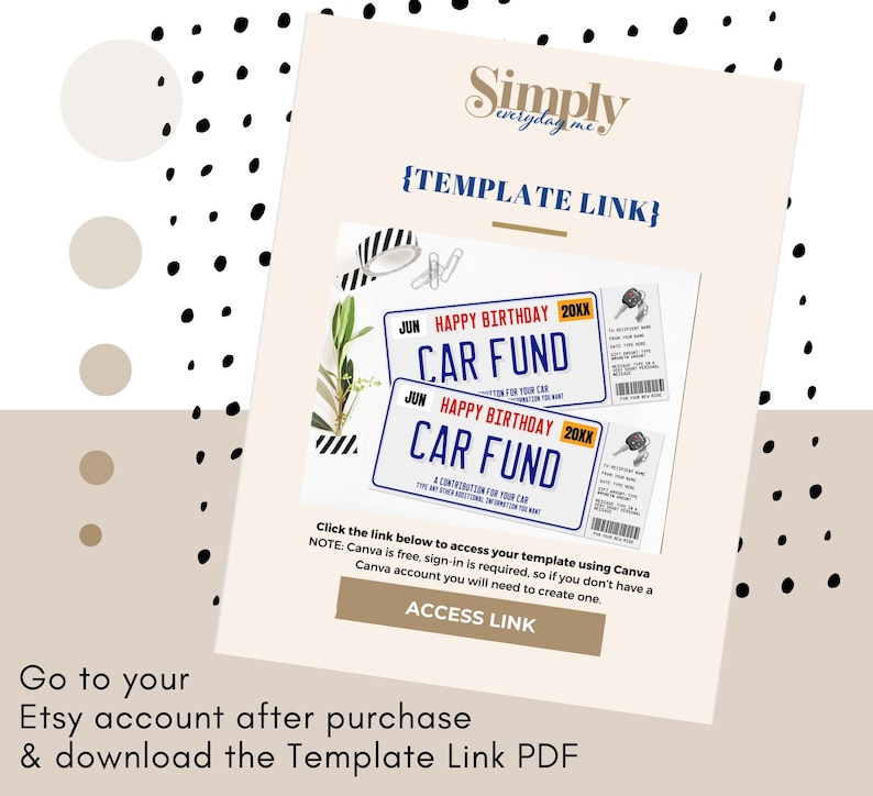 Car Fund Surprise Gift Voucher, License Plate Voucher, Gift Reveal, Gift Certificate | You Personalize with CANVA–INSTANT DOWNLOAD Printable image 7