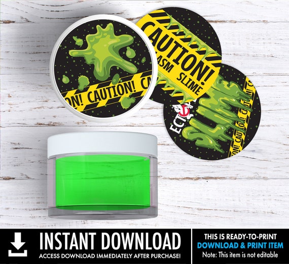 Slime 2" Jar Sticker Labels includes 3 Versions, ghost-buster inspired, ghost-buster Party, Slime Party | INSTANT Download PDF Printable Set