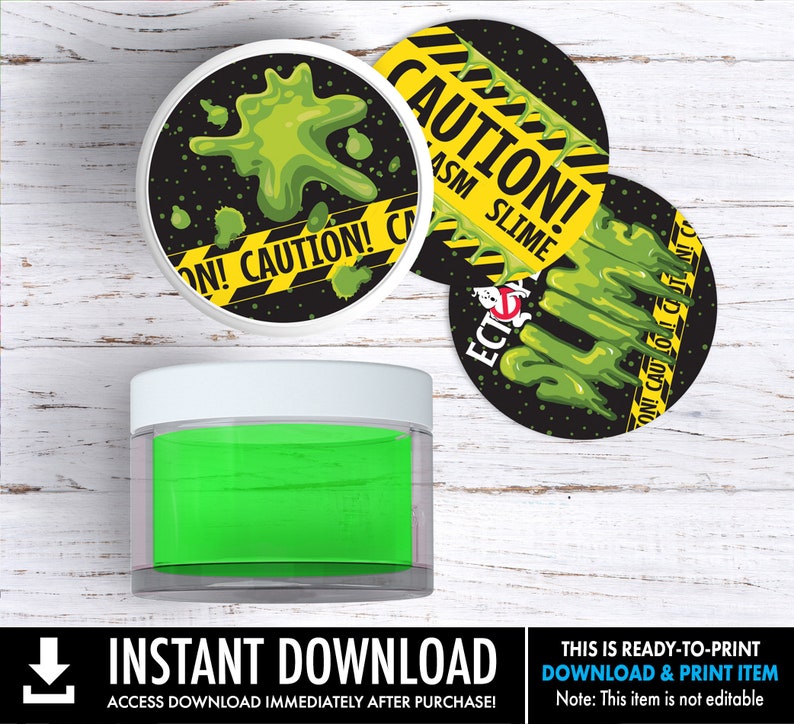 Slime 2 Jar Sticker Labels includes 3 Versions, ghost-buster inspired, ghost-buster Party, Slime Party INSTANT Download PDF Printable Set image 1